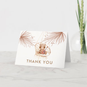 Minimal Boho Teddy Bear Beach Baby Shower  Thank You Card