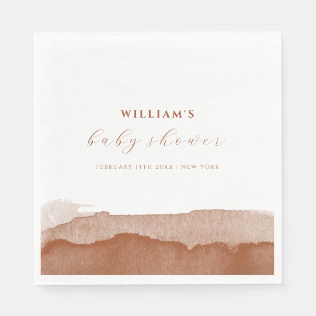 Minimal Boho Terracotta Ombre Desert Baby Shower  Napkin (Front)