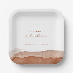 Minimal Boho Terracotta Ombre Desert Baby Shower  Paper Plate