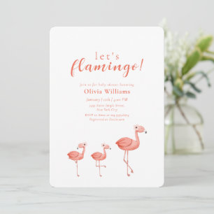 Minimal Boho Tropical Floral Flamingo Baby Shower Invitation