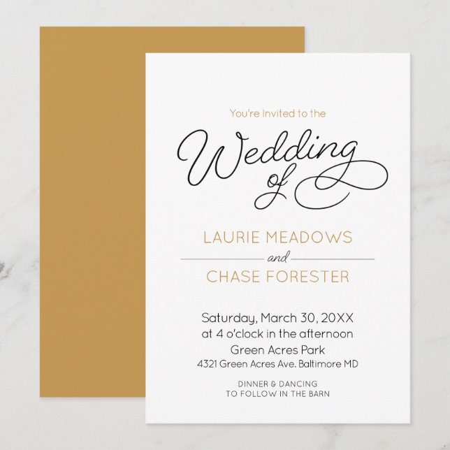 Minimal Boho Wedding Invitation (Front/Back)