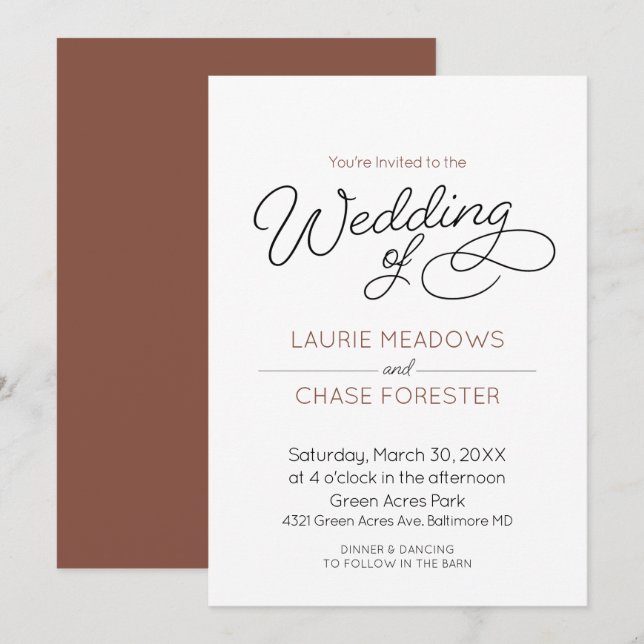 Minimal Boho Wedding Invitation (Front/Back)