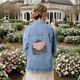 Minimal Boho Wild Flower , bohemiam minimal Bride Denim Jacket