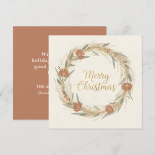 Minimal Boho Wreath Christmas Holiday Card