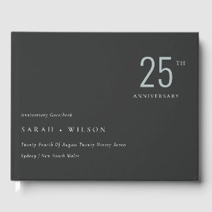 Minimal Bold Black Dusky Blue Any Year Anniversary Guest Book