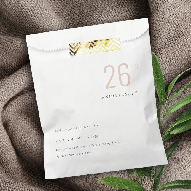 Minimal Bold Dusky Blush Any Year Anniversary Favour Bag (Creator Uploaded)