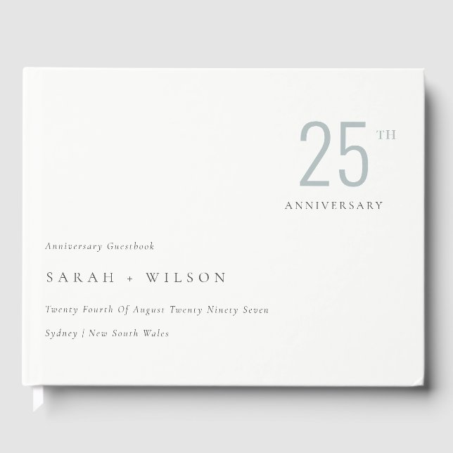 Minimal Bold Dusky Blush Any Year Anniversary  Guest Book (Front)
