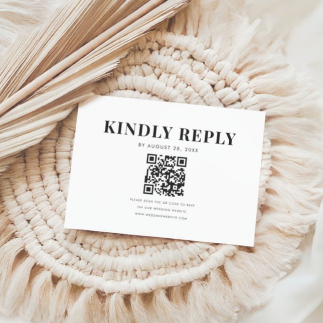 Minimal Bold Elegant QR Code Wedding RSVP Card (Creator Uploaded)