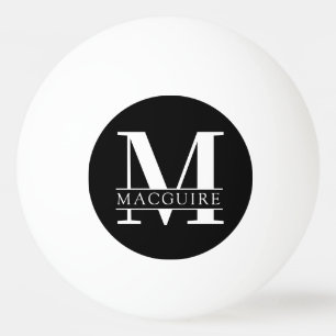 Minimal Bold Monogram with Name   Black Ping Pong Ball