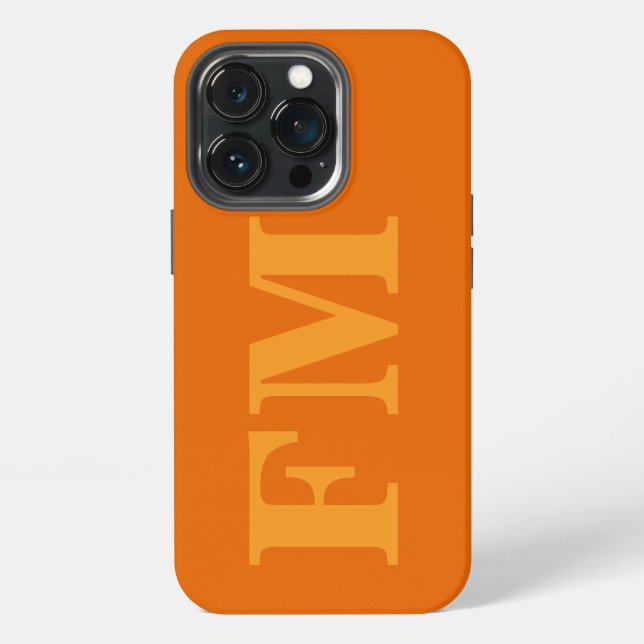 Minimal Bold Orange Yellow Monogram Initials iPhone Case (Back)