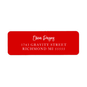Minimal Bold Red Hand Lettering Scripted  Label