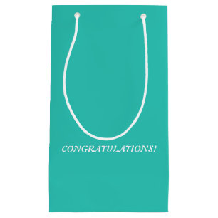 Minimal Bold Turquoise Blue Green Custom Text Small Gift Bag