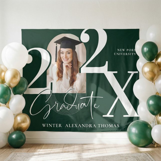 Minimal Bold Year Arch Grad Photo Graduation Green Tapestry (Minimal Bold Year Arch Grad Photo Graduation Green Tapestry)