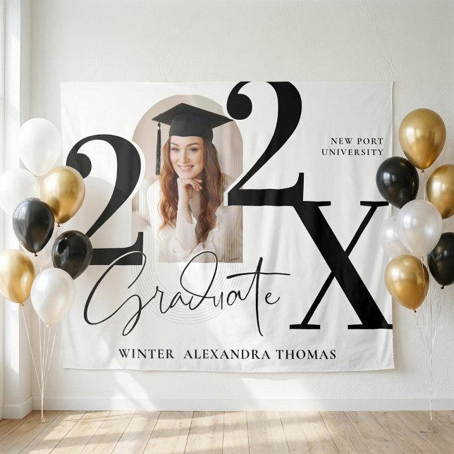 Minimal Bold Year Arch Grad Photo Graduation White Tapestry (Minimal Bold Year Arch Grad Photo Graduation White Tapestry)