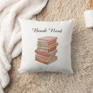 Minimal Book Lover Nerd Elegant Gift Aesthethic Throw Pillow