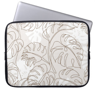 Minimal botanical art seamless pattern. Tropical m Laptop Sleeve