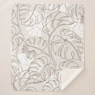 Minimal botanical art seamless pattern. Tropical m Sherpa Blanket