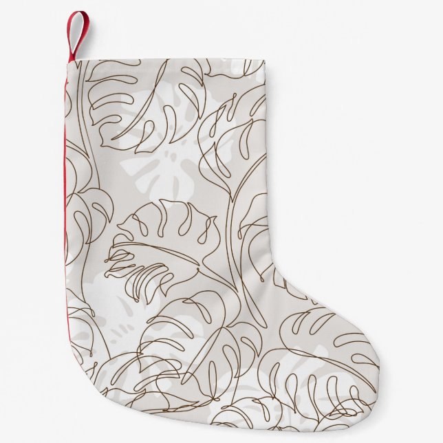 Minimal botanical art seamless pattern. Tropical m Small Christmas Stocking (Front)
