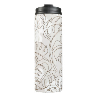 Minimal botanical art seamless pattern. Tropical m Thermal Tumbler