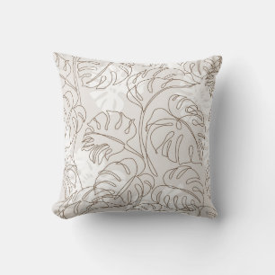 Minimal botanical art seamless pattern. Tropical m Throw Pillow