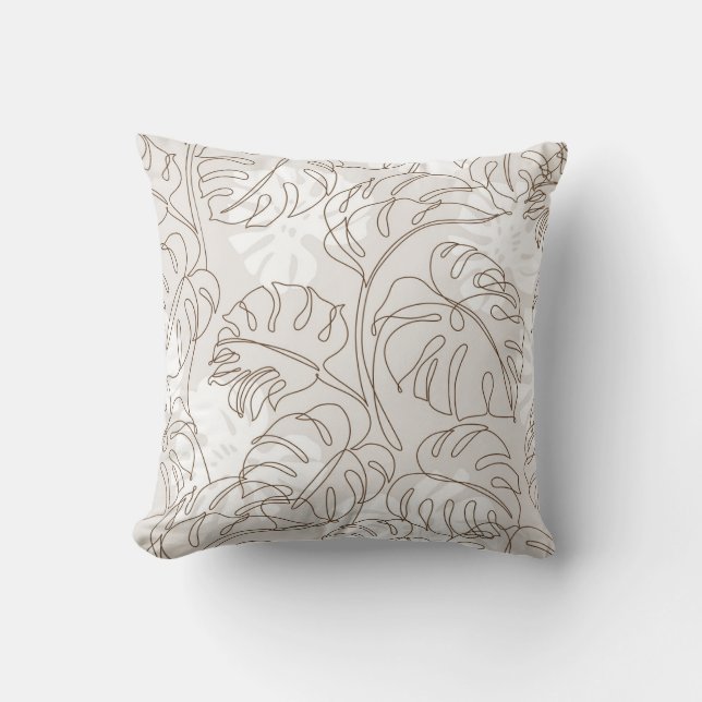 Minimal botanical art seamless pattern. Tropical m Throw Pillow (Front)