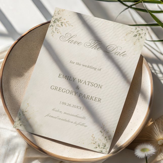 Minimal Botanical Elegant Save The Date (Creator Uploaded)