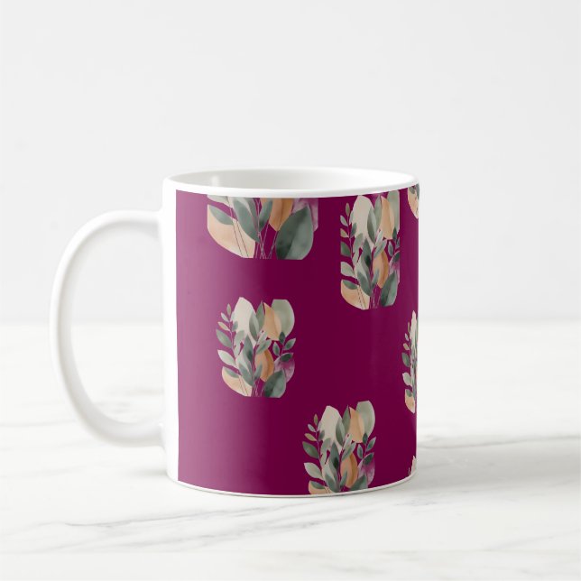 Minimal Botanical Leaf Pattern  Coffee Mug (Left)