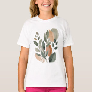 Minimal Botanical Leaf Pattern T-Shirt