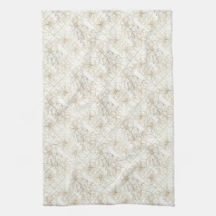 Minimal Botanical Line Art Pattern (1) Kitchen Towel