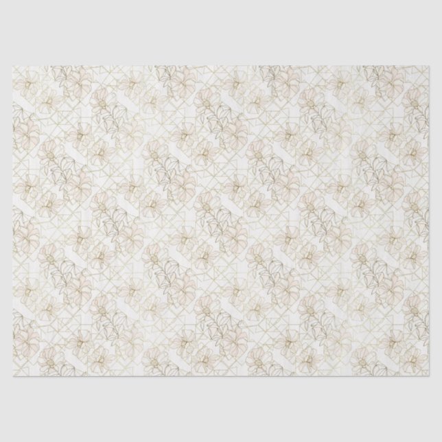 Minimal Botanical Line Art Pattern (1) Tissue Paper (Front)
