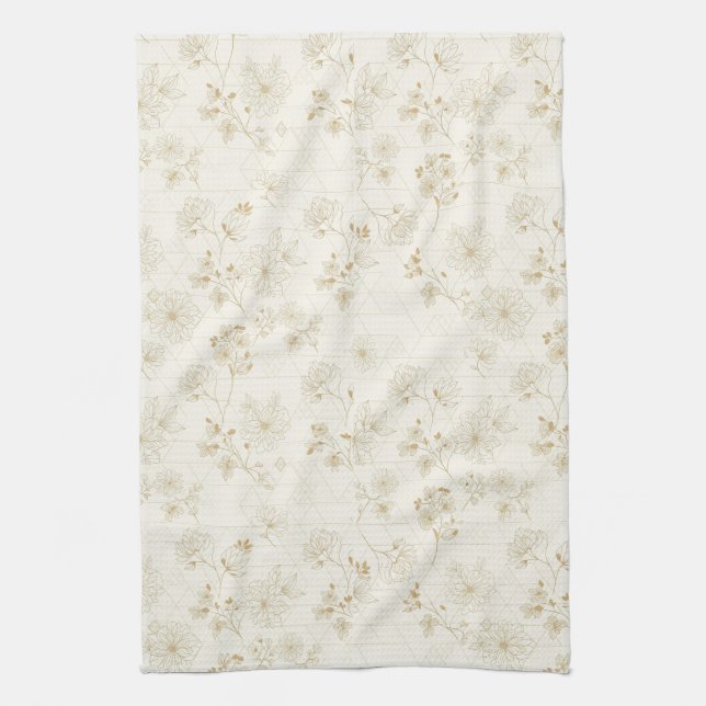 Minimal Botanical Line Art Pattern (2) Kitchen Towel (Vertical)