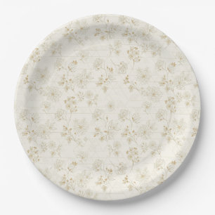 Minimal Botanical Line Art Pattern (2) Paper Plate