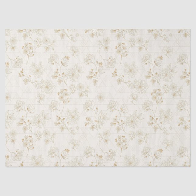 Minimal Botanical Line Art Pattern (2) Tissue Paper (Front)