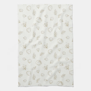 Minimal Botanical Line Art Pattern (3) Kitchen Towel