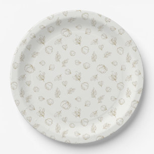 Minimal Botanical Line Art Pattern (3) Paper Plate