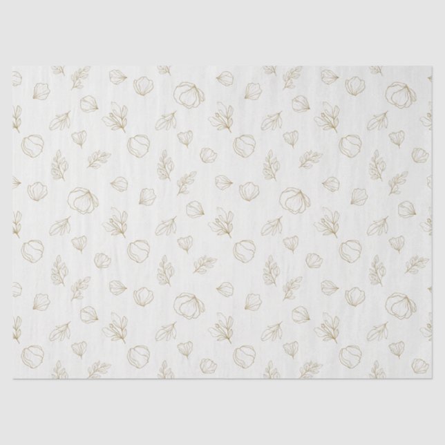 Minimal Botanical Line Art Pattern (3) Tissue Paper (Front)