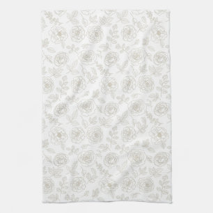 Minimal Botanical Line Art Pattern (4) Kitchen Towel