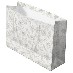 Minimal Botanical Line Art Pattern (4) Large Gift Bag