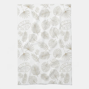 Minimal Botanical Line Art Pattern (5) Kitchen Towel