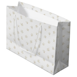 Minimal Botanical Line Art Pattern (7) Large Gift Bag