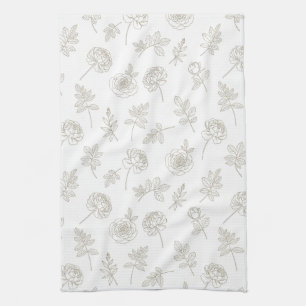 Minimal Botanical Line Art Pattern (8) Kitchen Towel