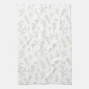 Minimal Botanical Line Art Pattern (9) Kitchen Towel