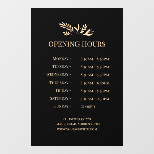 Minimal Botanical Logo Opening Hours Window Cling