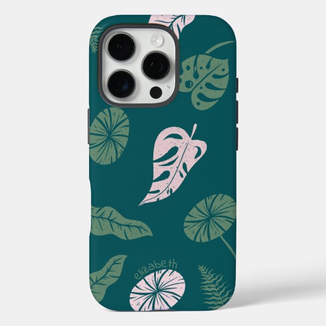 Minimal Botanical Pastel Green Custom Name Phone Case-Mate iPhone Case (Back)