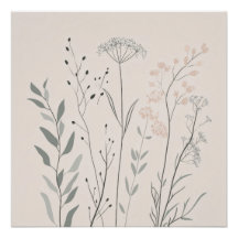 Minimal Botanical Wall Art – Soft Wildflower