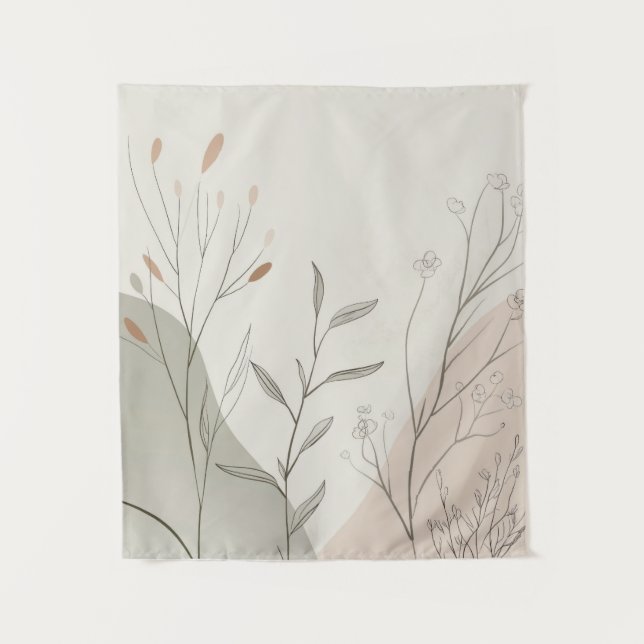 Minimal Botanical Wall Clock – Abstract Wildflower Tapestry (Front)