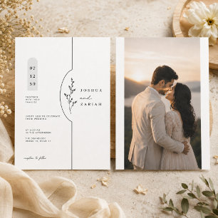 Minimal Botanical Wedding Invitation Suite.
