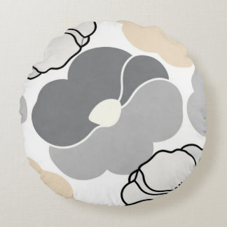 Minimal Botanicals, Neutral Beige & Ivory Pattern Round Pillow