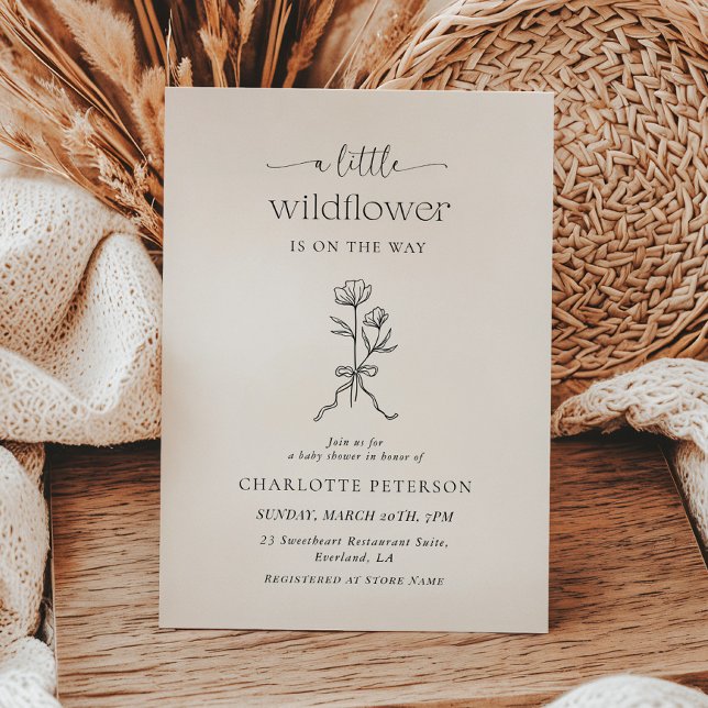 Minimal Bow Floral Baby Shower Invitation (Créateur téléchargé)
