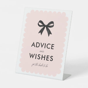 Minimal Bow Pink Advice and Wishes Pedestal Sign